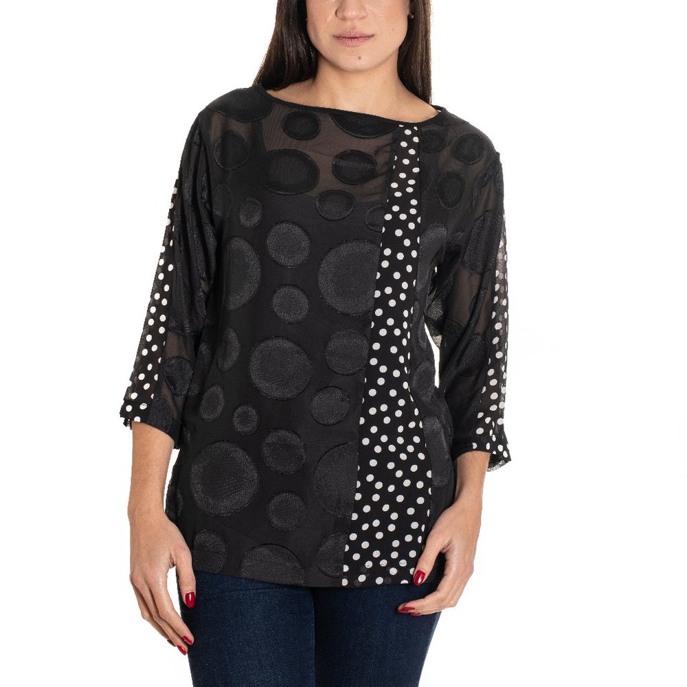 VECCELI Italy Women's Milano Luxe Dots Top Tunic